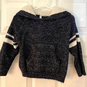 Janie and Jack navy marked sherpa lined hoodie